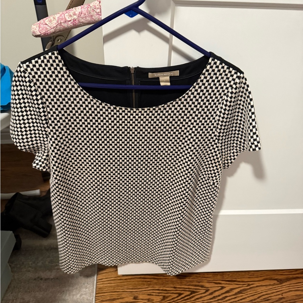 Banana Republic Monochrome Checkered Blouse